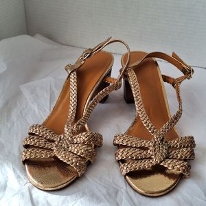 Sezane Les Souliers Heel Rosa Sandals Woven Size 40/9 US